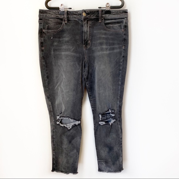 American Eagle Outfitters Denim - AEO Distressed High Rise Jegging Crop Grey 16